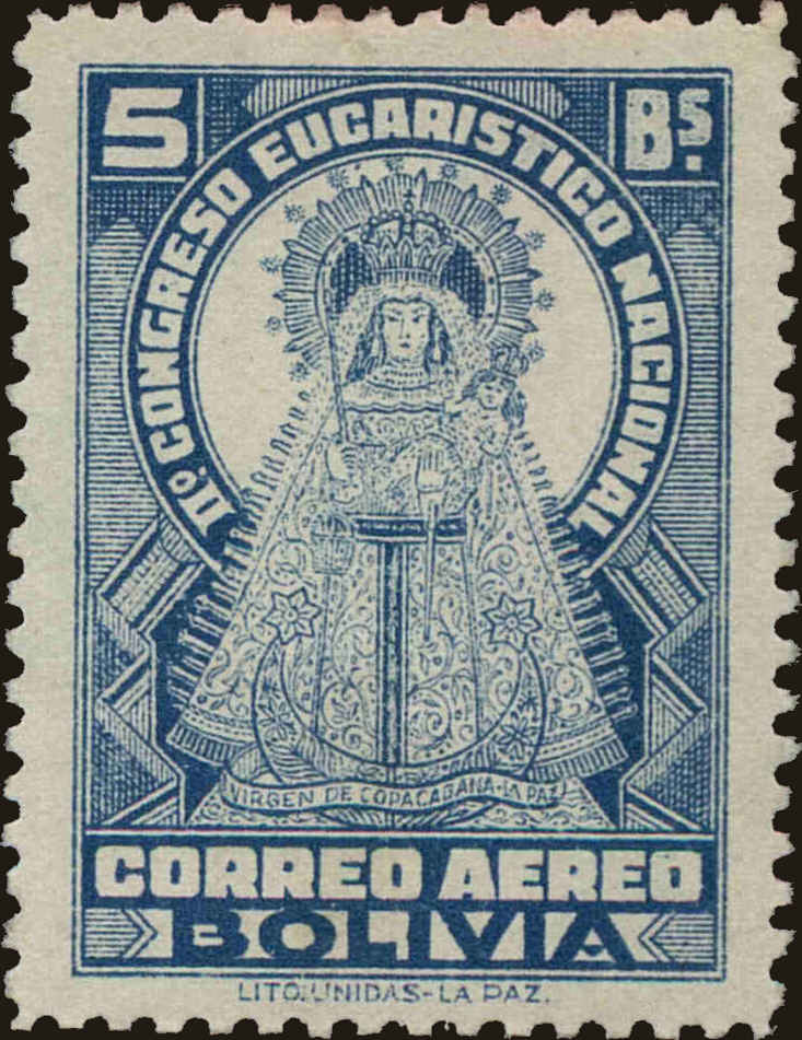 Front view of Bolivia C80 collectors stamp