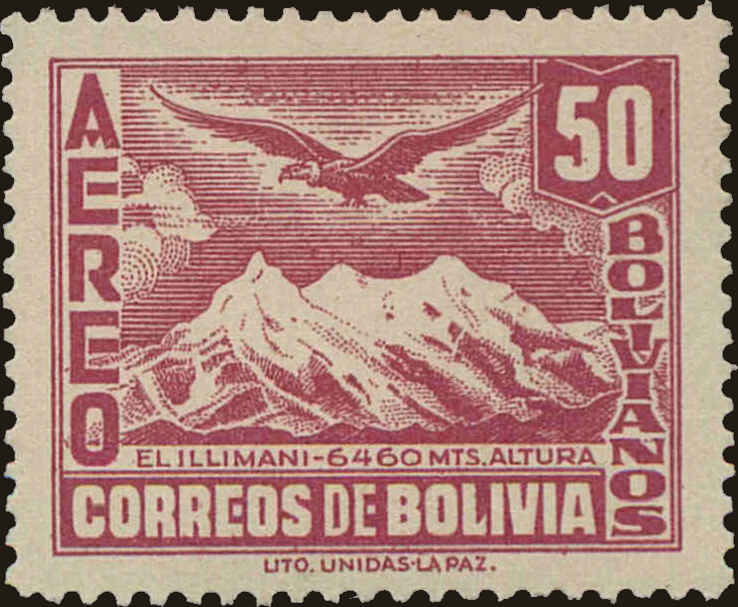 Front view of Bolivia C84 collectors stamp