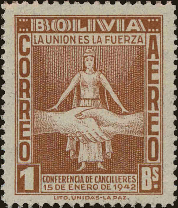 Front view of Bolivia C88 collectors stamp