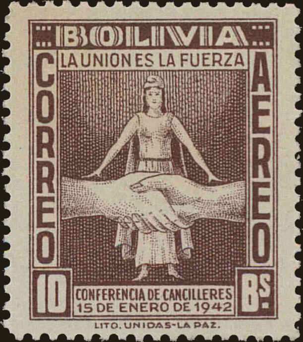 Front view of Bolivia C90 collectors stamp
