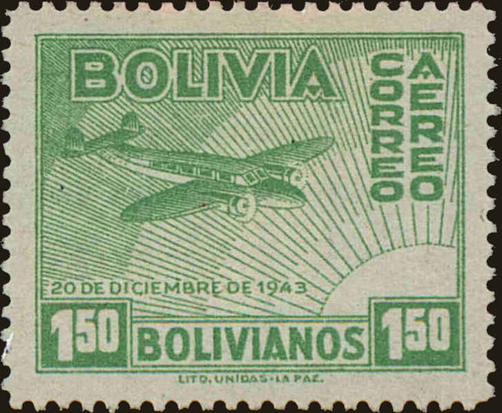 Front view of Bolivia C98 collectors stamp