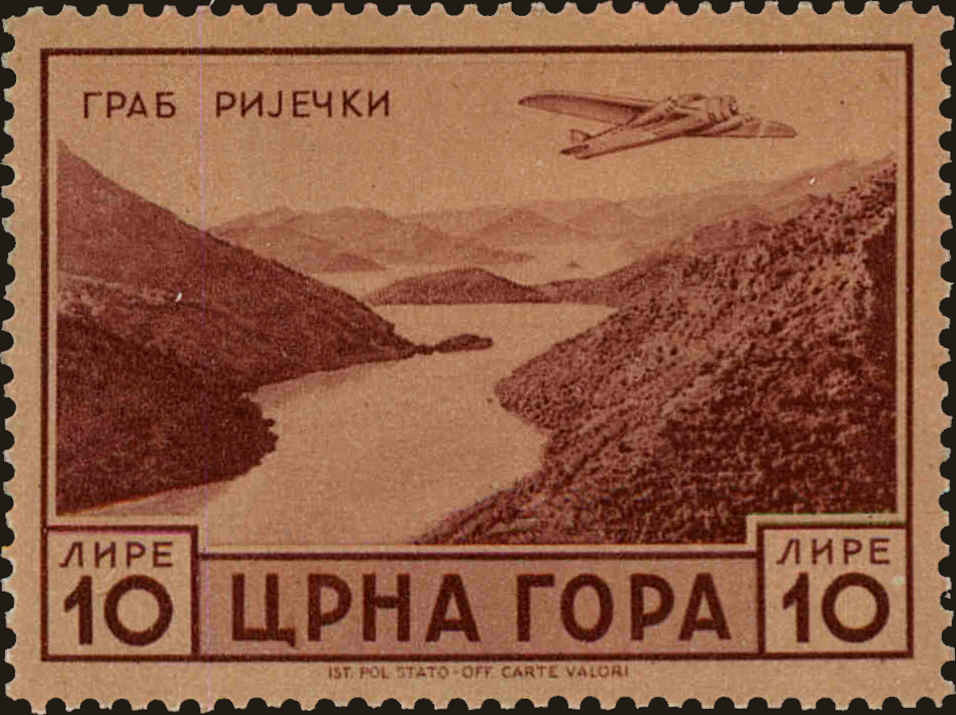 Front view of Montenegro 2NC22 collectors stamp