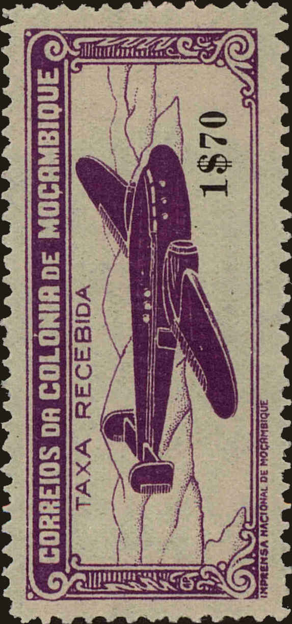 Front view of Mozambique C13 collectors stamp