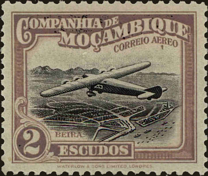 Front view of Mozambique Company C12 collectors stamp