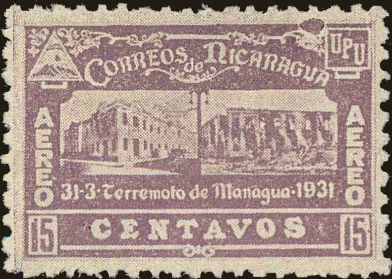 Front view of Nicaragua C20 collectors stamp
