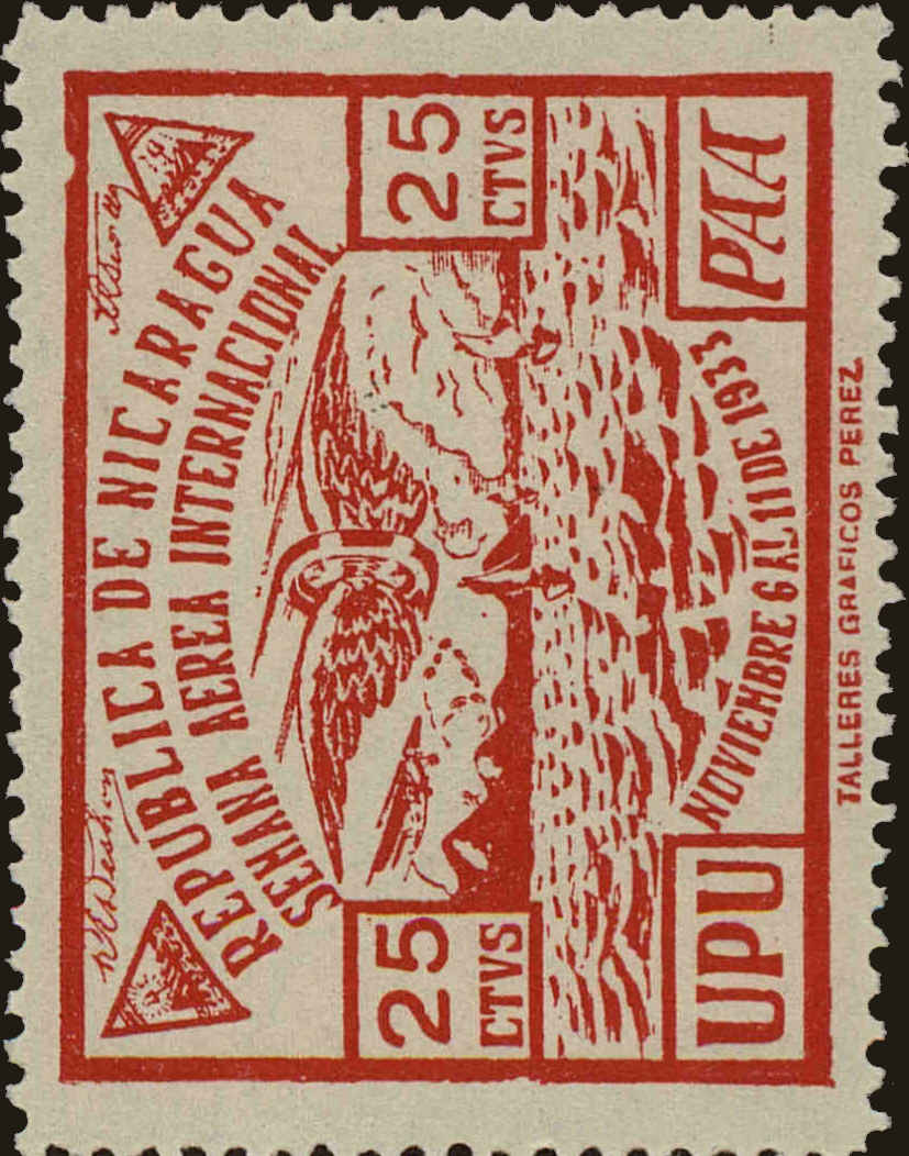 Front view of Nicaragua C90 collectors stamp