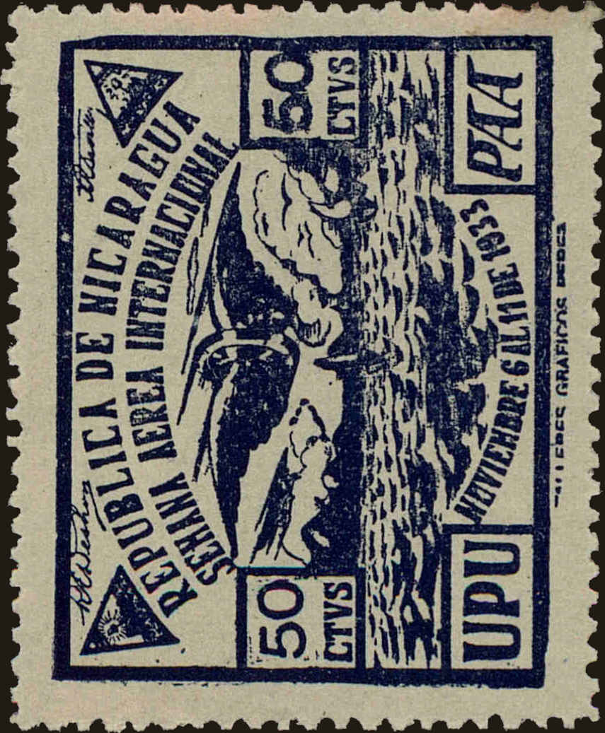 Front view of Nicaragua C91 collectors stamp