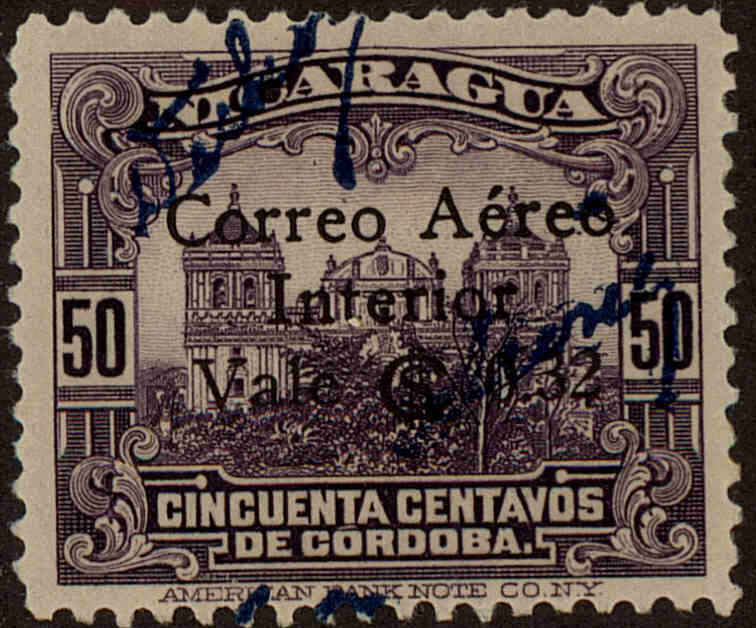 Front view of Nicaragua C102 collectors stamp