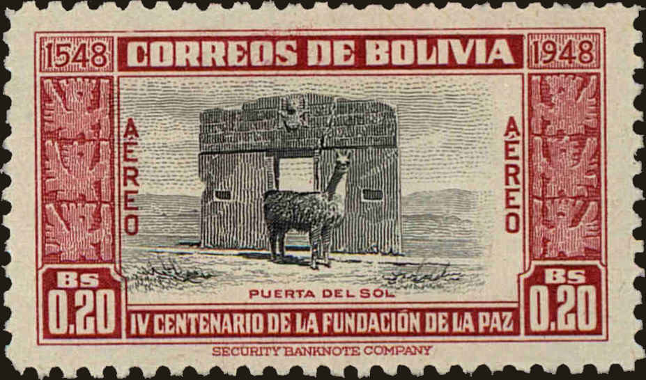 Front view of Bolivia C140 collectors stamp