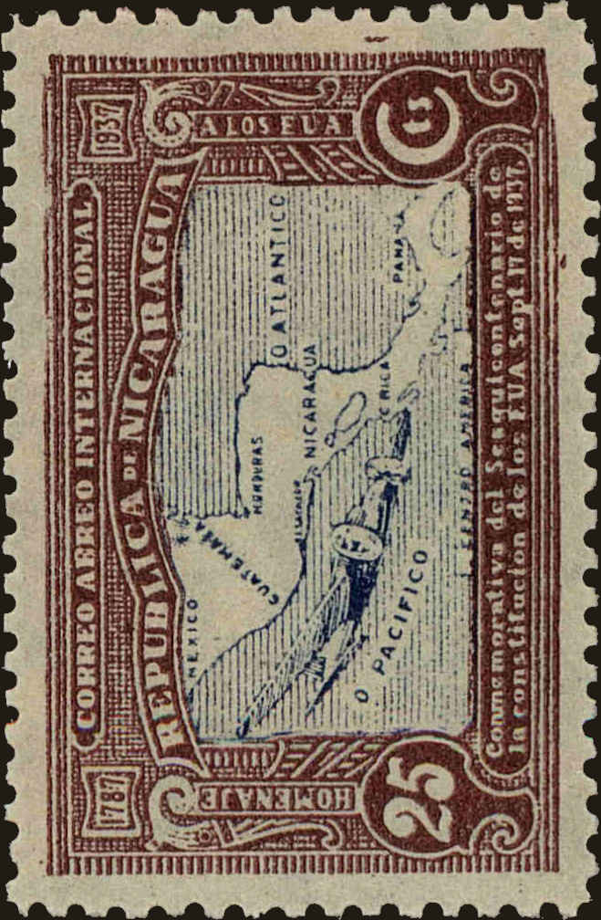 Front view of Nicaragua C206 collectors stamp