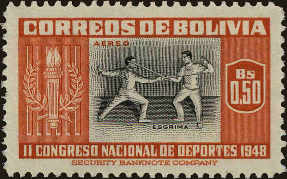 Front view of Bolivia C152 collectors stamp