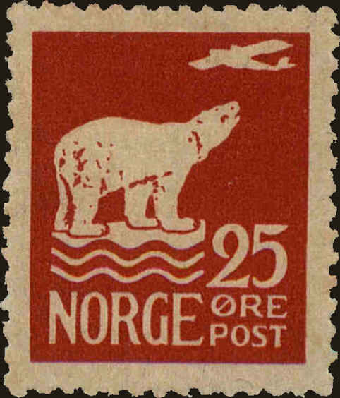 Front view of Norway 110 collectors stamp