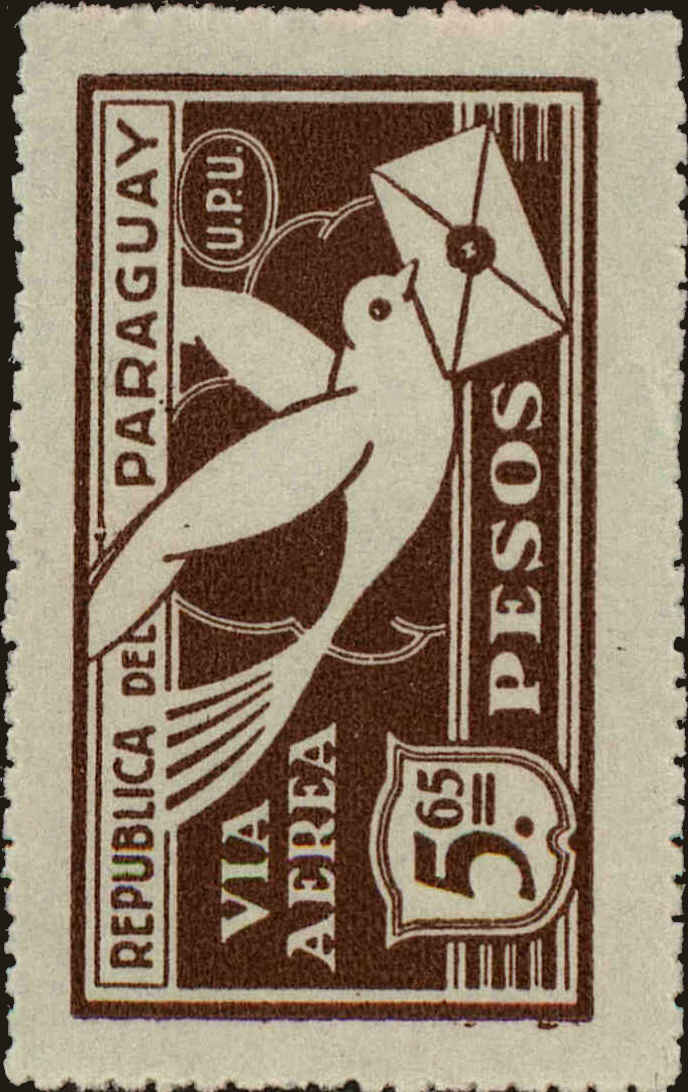 Front view of Paraguay C9 collectors stamp