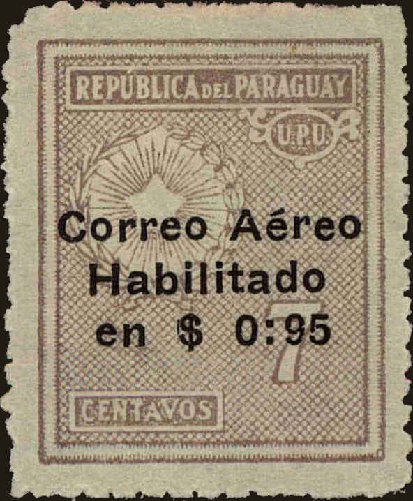Front view of Paraguay C13 collectors stamp