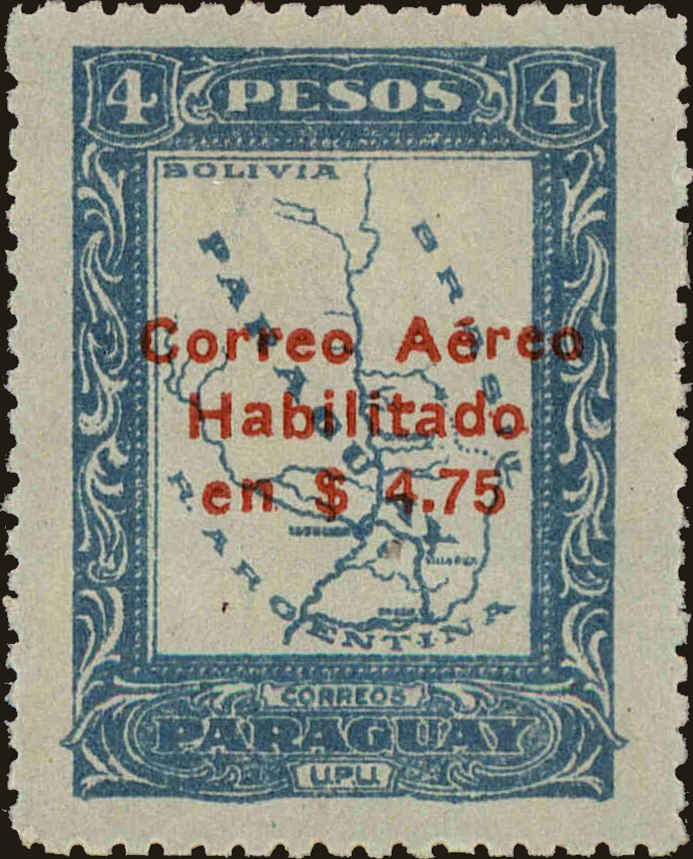 Front view of Paraguay C16 collectors stamp