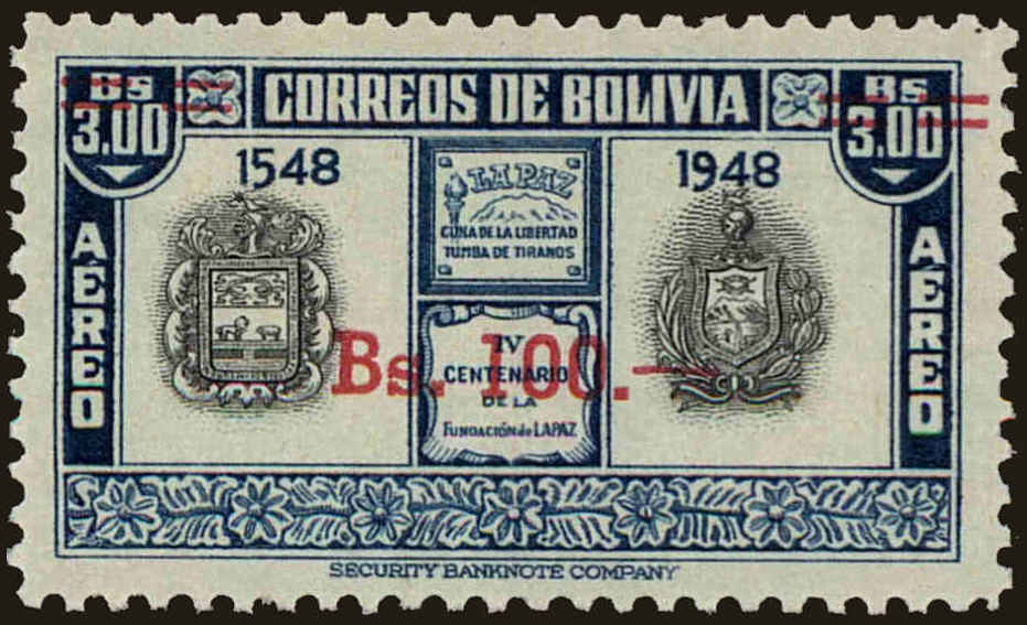 Front view of Bolivia C187 collectors stamp