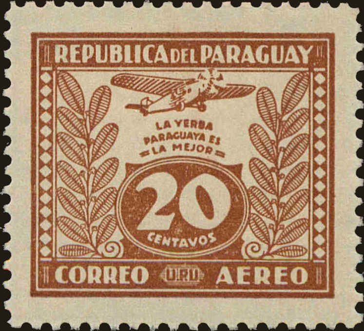 Front view of Paraguay C67 collectors stamp
