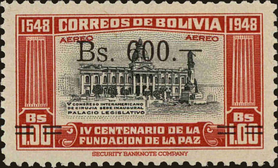 Front view of Bolivia C190 collectors stamp