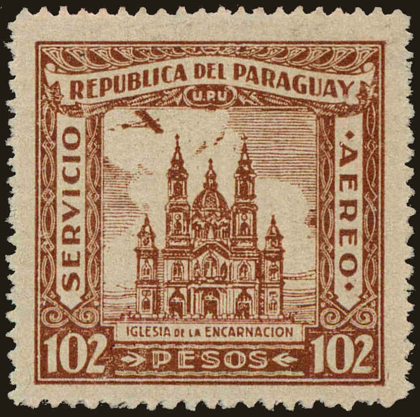 Front view of Paraguay C104 collectors stamp