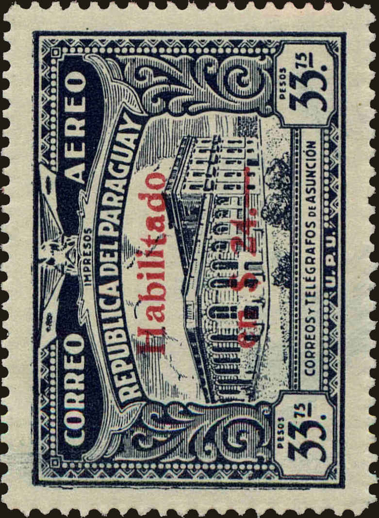 Front view of Paraguay C107 collectors stamp