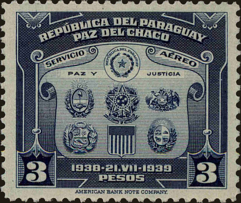 Front view of Paraguay C114 collectors stamp