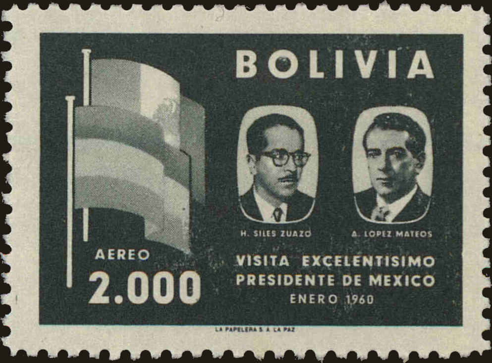 Front view of Bolivia C207 collectors stamp