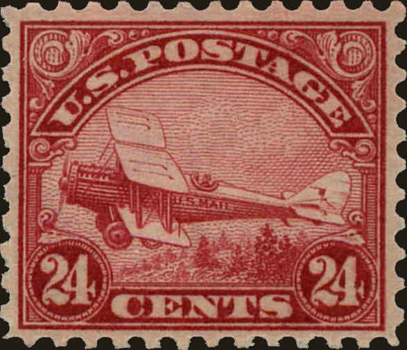 Front view of United States C6 collectors stamp