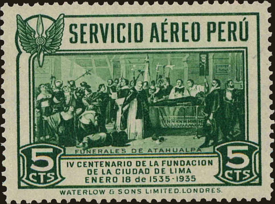 Front view of Peru C6 collectors stamp