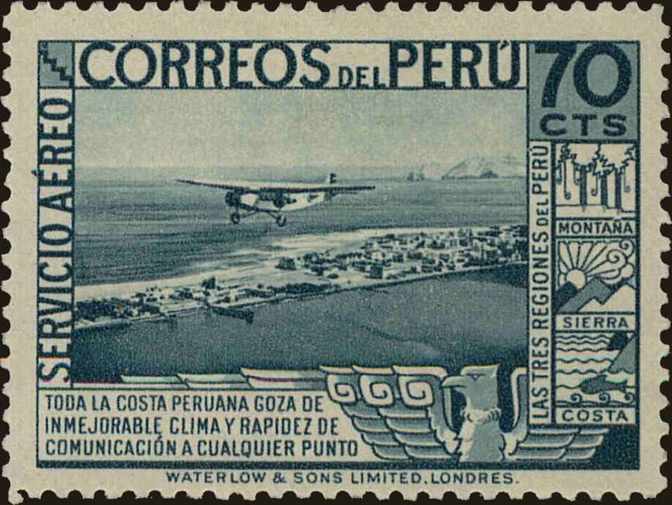 Front view of Peru C29 collectors stamp