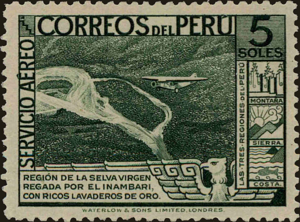 Front view of Peru C38 collectors stamp