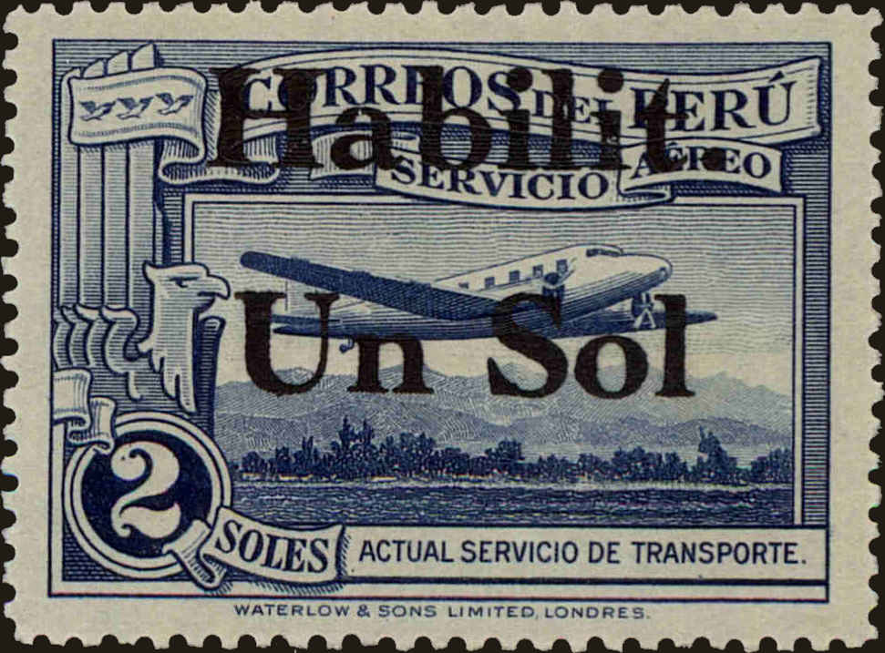 Front view of Peru C44 collectors stamp