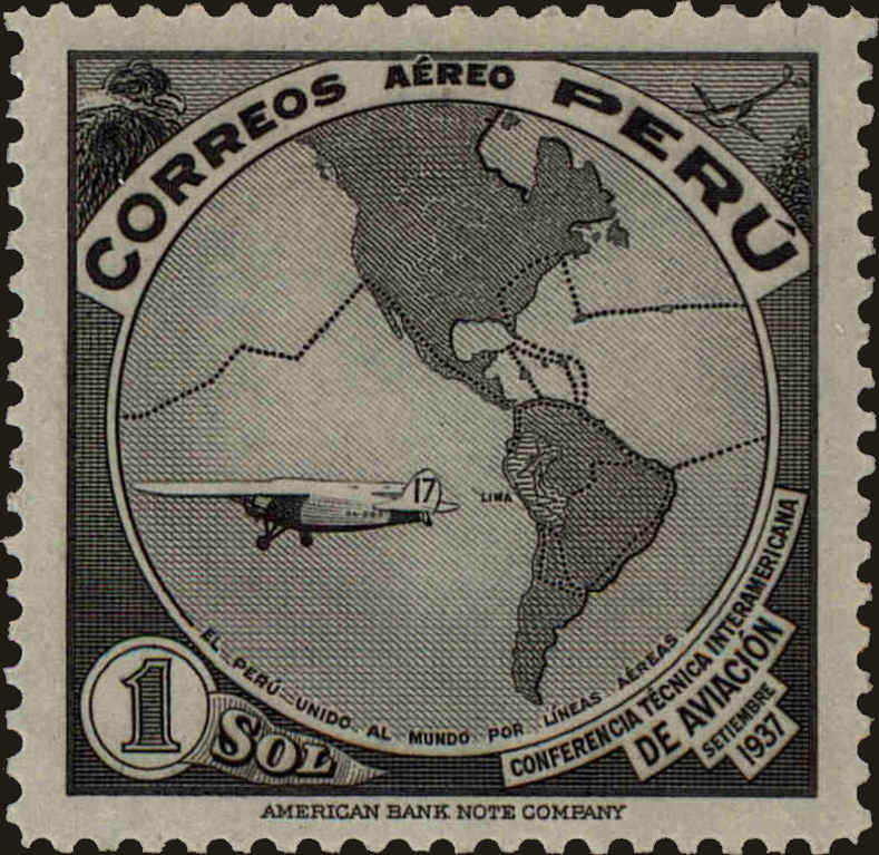 Front view of Peru C48 collectors stamp