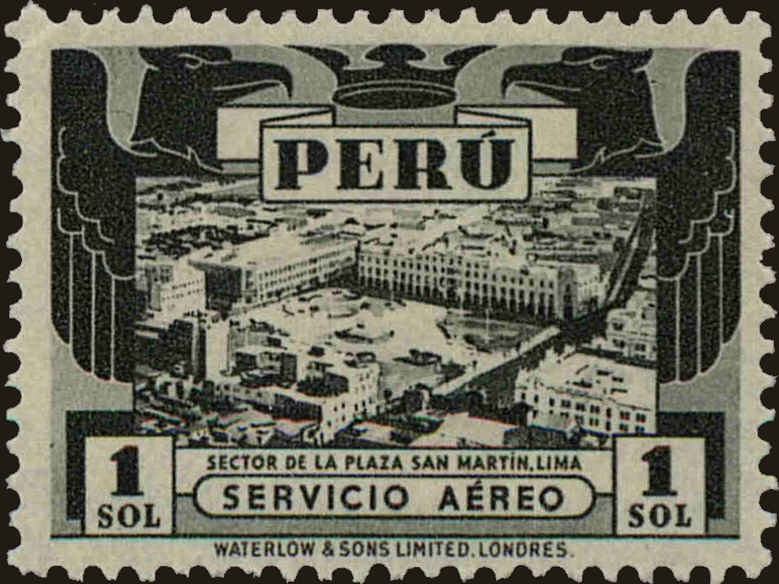 Front view of Peru C57 collectors stamp