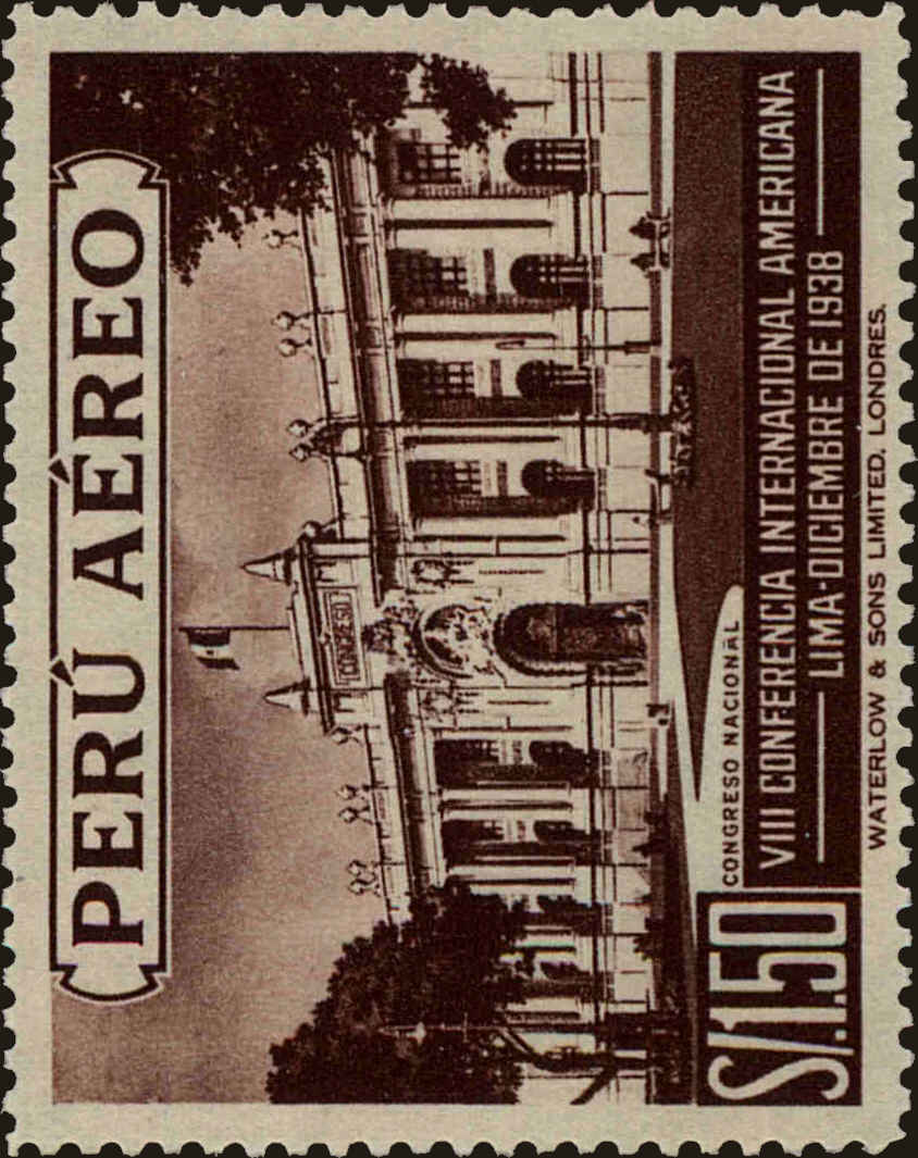 Front view of Peru C63 collectors stamp