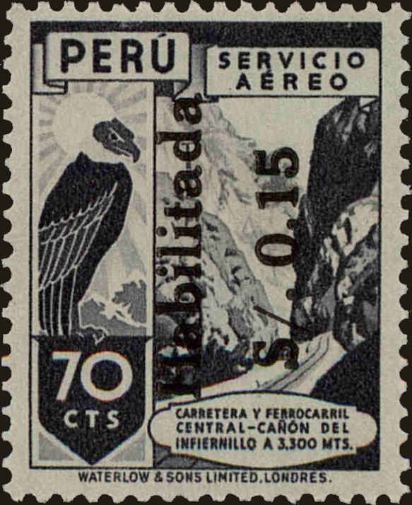 Front view of Peru C87 collectors stamp