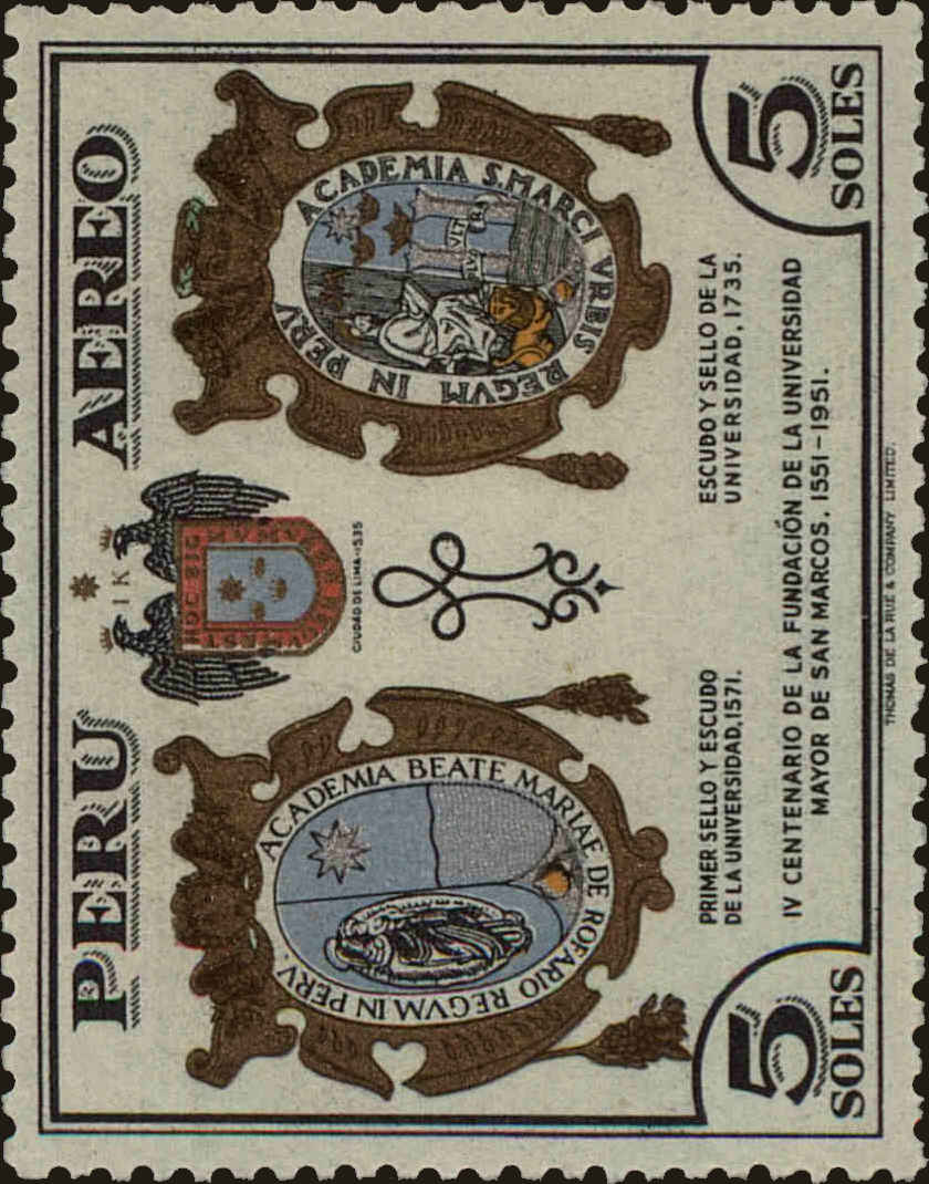 Front view of Peru C114 collectors stamp