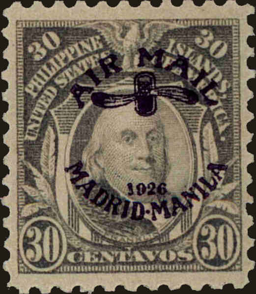 Front view of Philippines (US) C12 collectors stamp