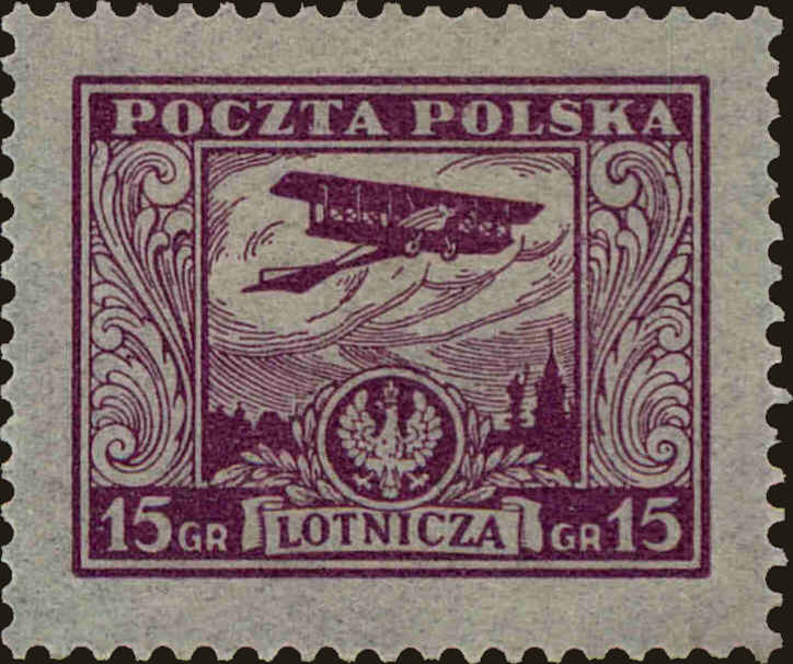 Front view of Polish Republic C6 collectors stamp