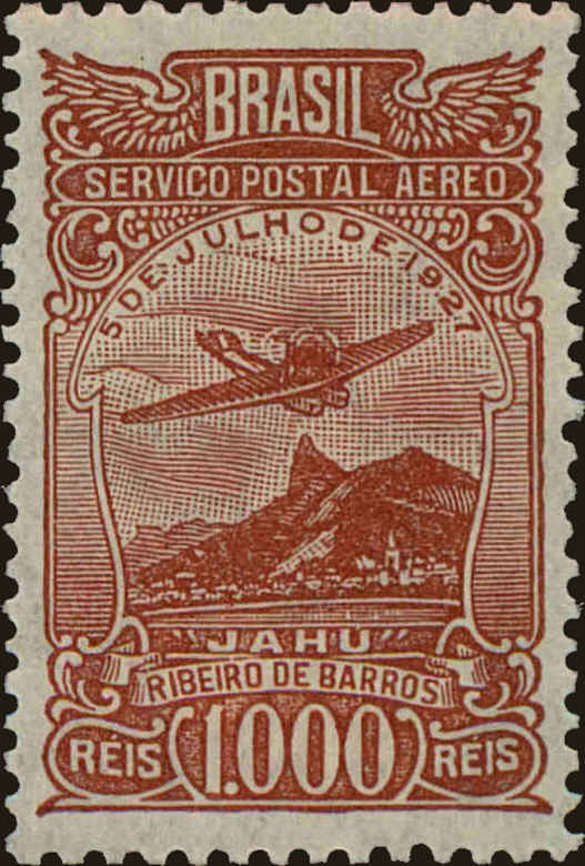 Front view of Brazil C21 collectors stamp