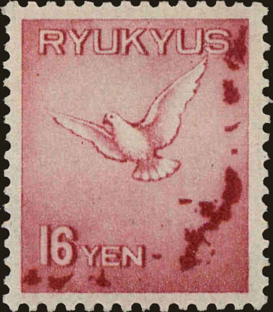 Front view of Ryukyu Islands C3 collectors stamp