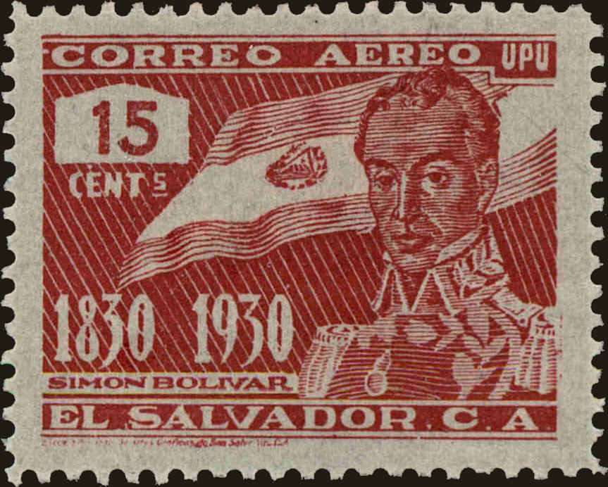 Front view of Salvador, El C15 collectors stamp