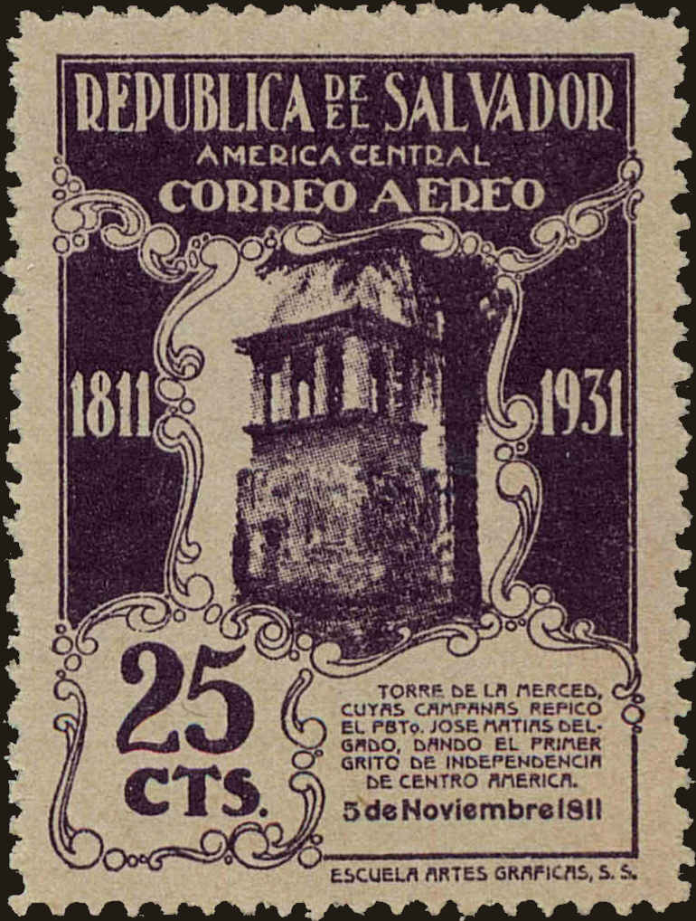 Front view of Salvador, El C22 collectors stamp