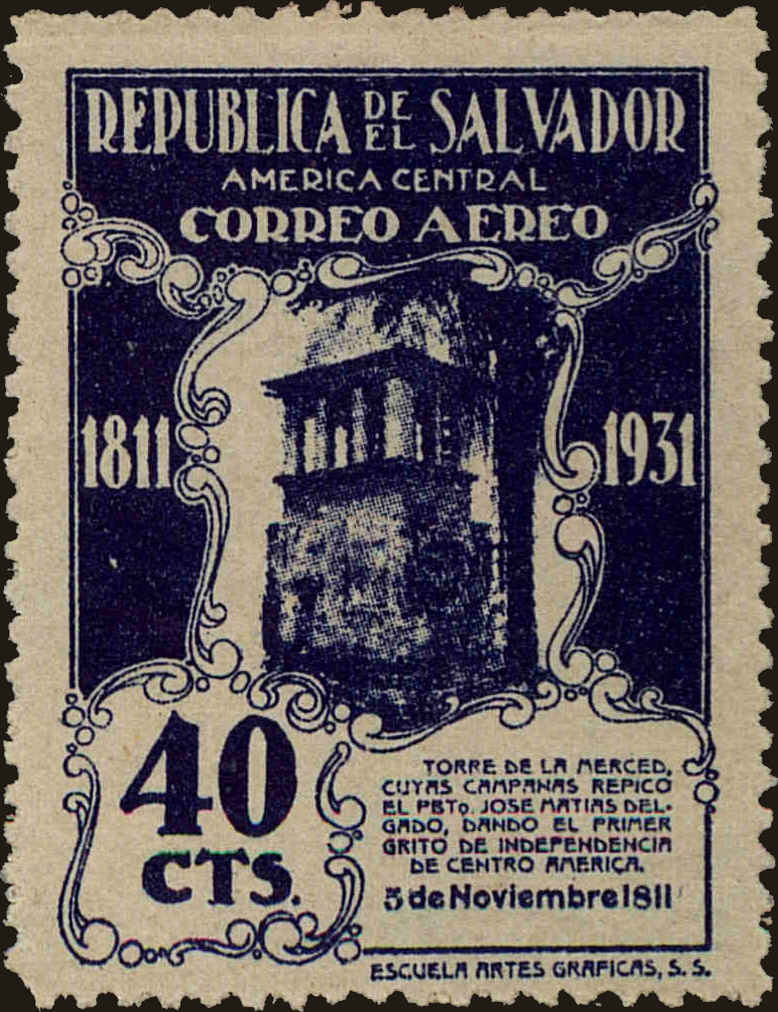 Front view of Salvador, El C23 collectors stamp