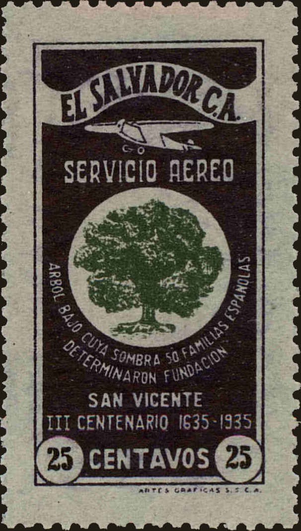 Front view of Salvador, El C50 collectors stamp