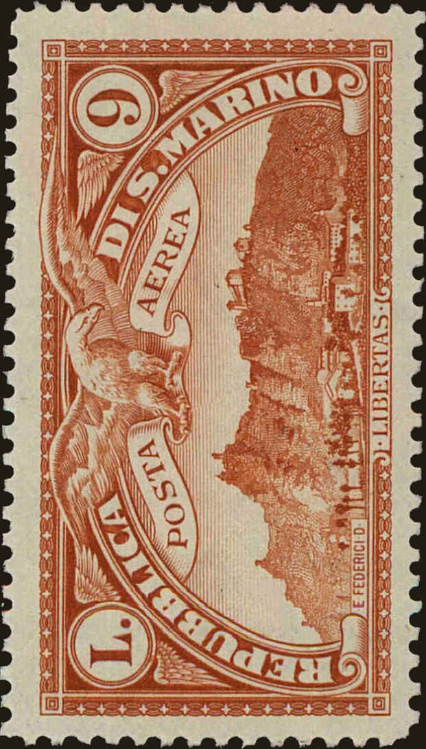 Front view of San Marino C9 collectors stamp