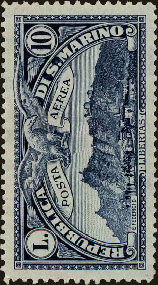 Front view of San Marino C10 collectors stamp