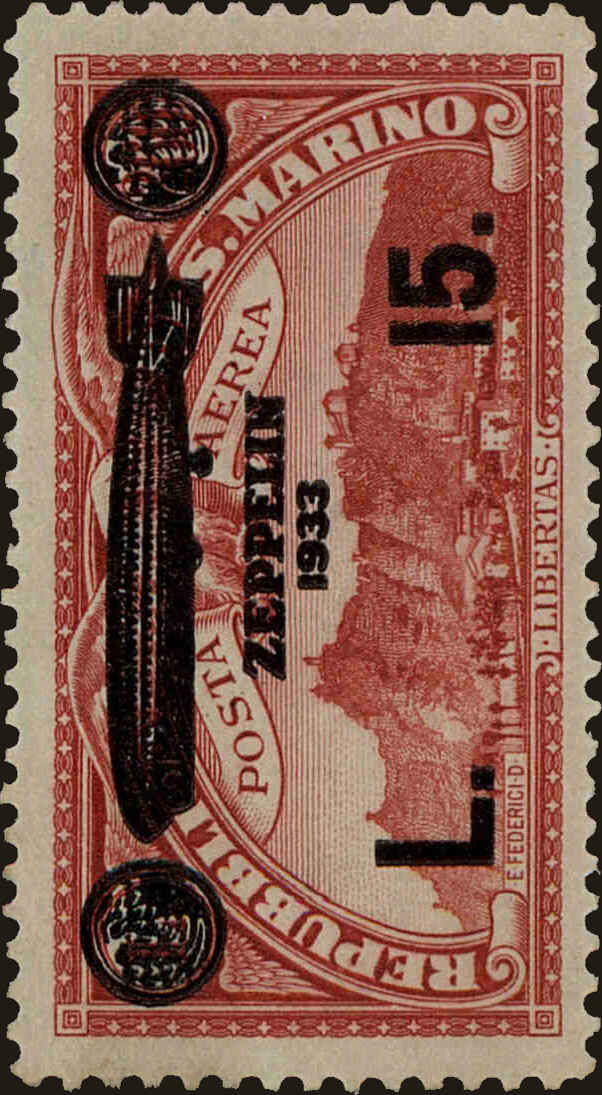 Front view of San Marino C15 collectors stamp