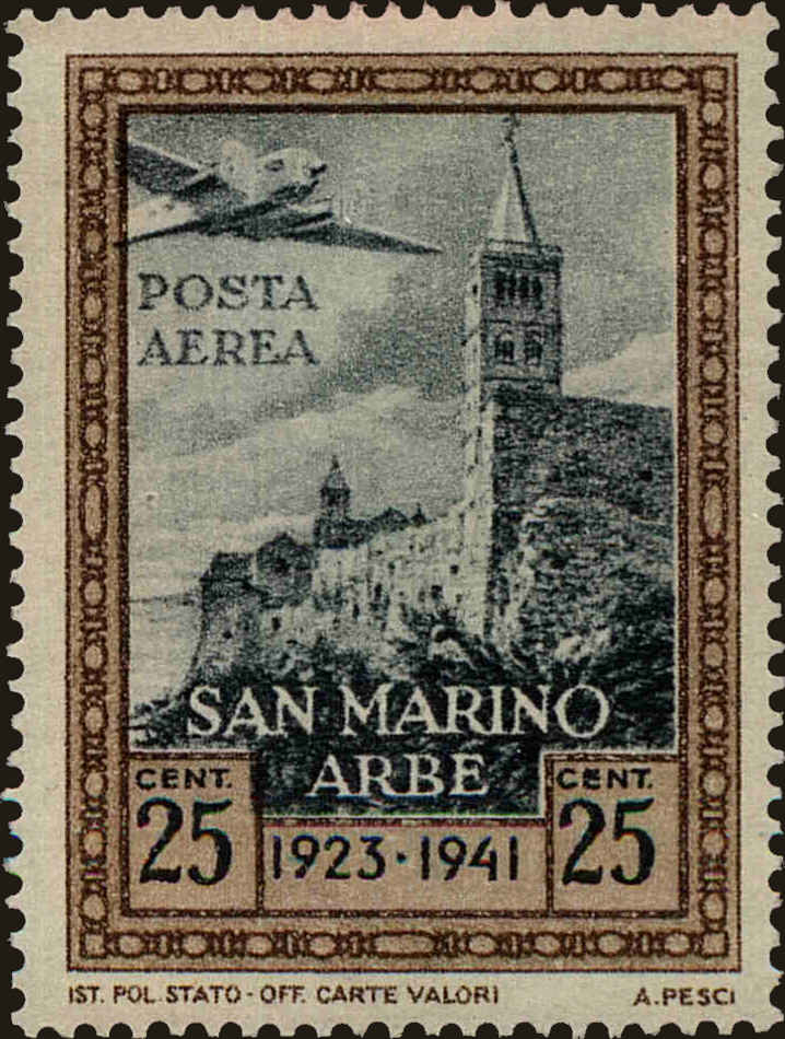 Front view of San Marino C21 collectors stamp