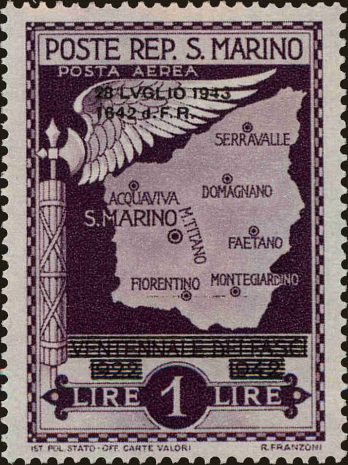 Front view of San Marino C29 collectors stamp
