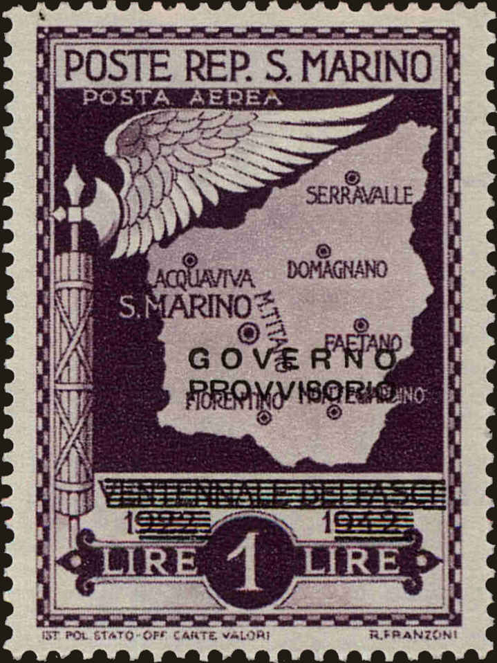 Front view of San Marino C37 collectors stamp